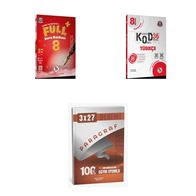 2027 Fi 8. SINIF Türkçe FULL Soru + KOD 36 DENEME Deneme + anla kazan paragraf deneme 3'lü Set