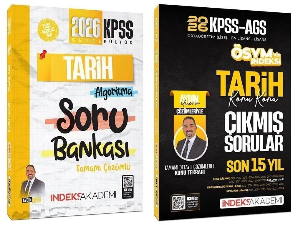 İndeks Akademi 2026 KPSS Tarih Soru Bankası + Çıkmış Sorular 2 li Set - Aydın Yüce İndeks Akademi Yayıncılık