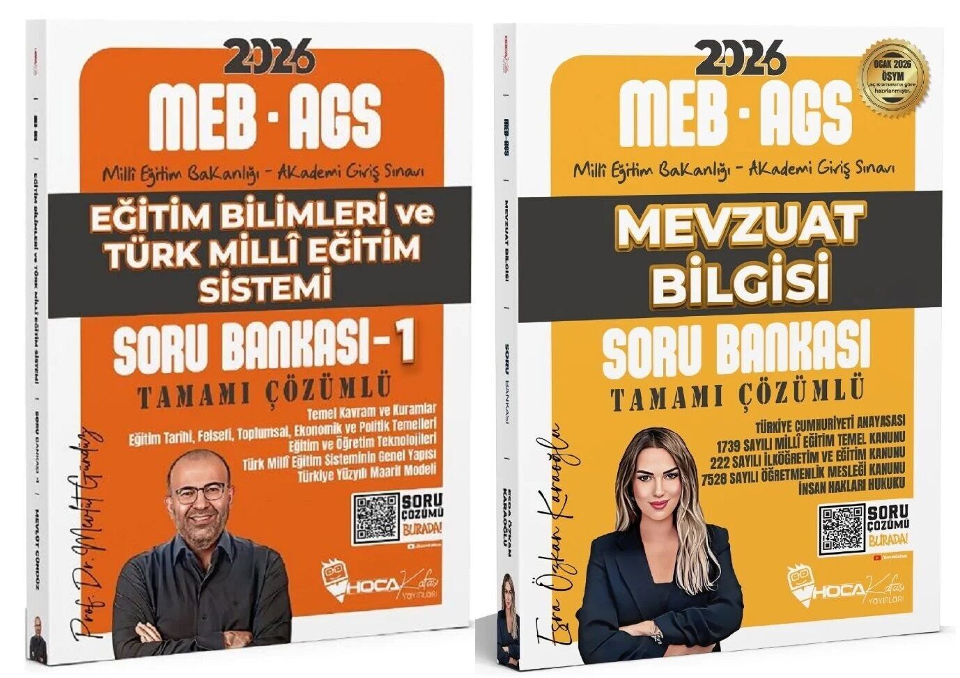 YENİ AGS - Hoca Kafası 2026 MEB-AGS Eğitim Bilimleri ve Türk Milli Eğitim Sistemi + Mevzuat Bilgisi Soru Bankası 2 li Set - Mevlüt Gündüz, Esra Özkan Karaoğlu Hoca Kafası Yayınları