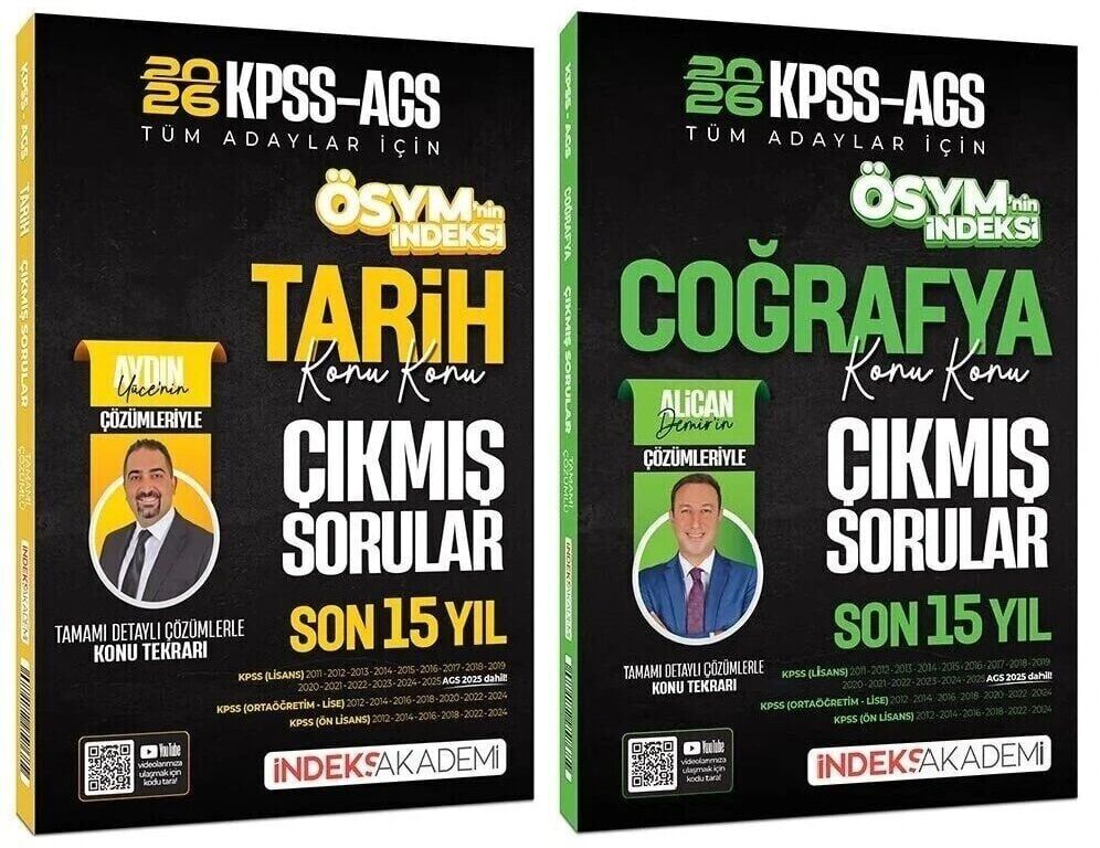 İndeks Akademi 2026 MEB-AGS Tarih + Coğrafya ÖSYM nin İndeksi Çıkmış Sorular 2 li Set İndeks Akademi Yayıncılık