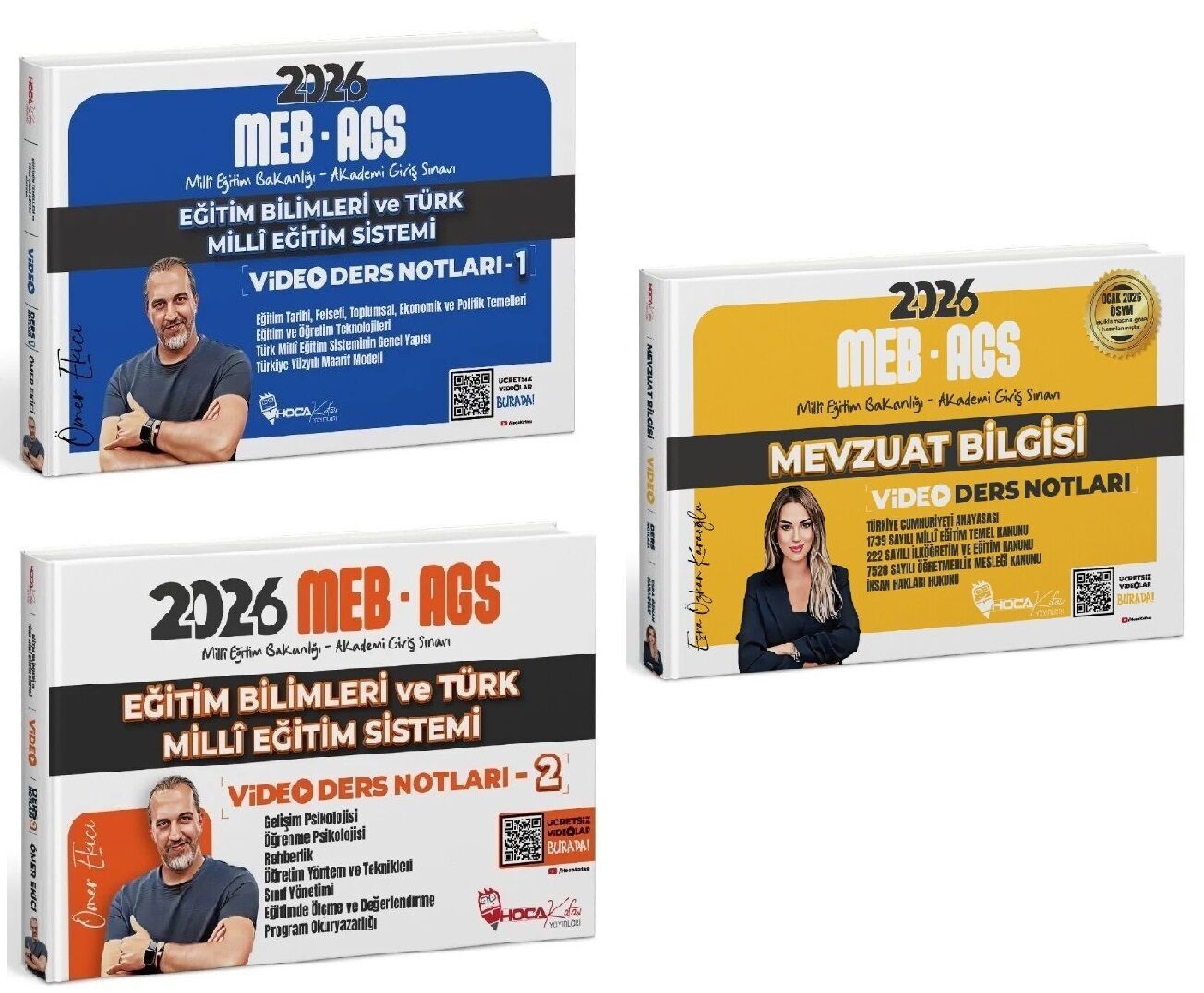 YENİ AGS - Hoca Kafası 2026 MEB-AGS Eğitimin Temelleri + Eğitim Bilimleri ve Türk Milli Eğitim Sistemi + Mevzuat Bilgisi Video Ders Notları 3 lü Set Hoca Kafası Yayınları
