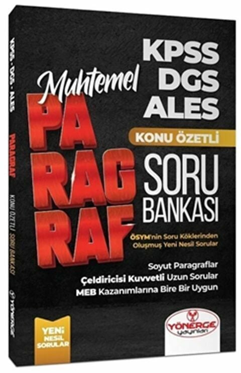 Yönerge Yayınları KPSS DGS ALES Muhtemel Paragraf Konu Özetli Soru Bankası