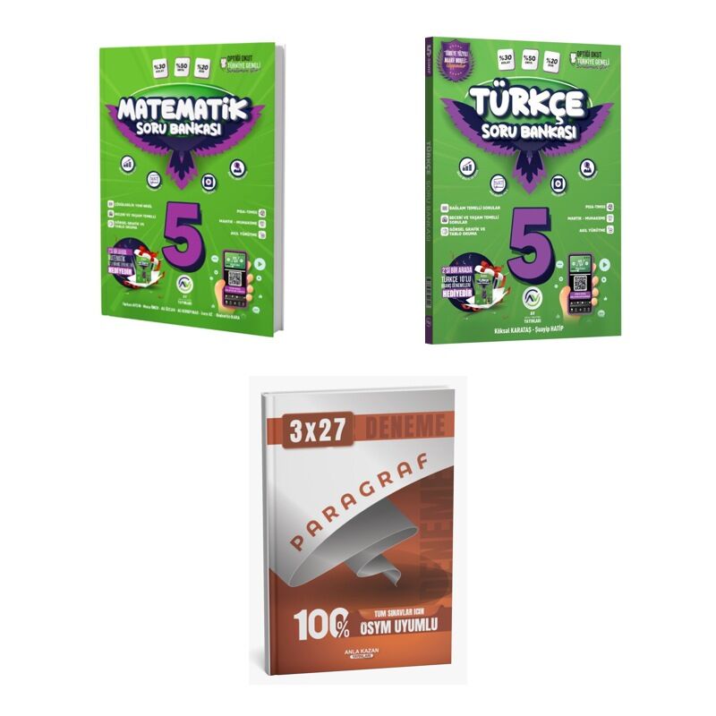 2027 Av 5. Sınıf Matematik + Türkçe Soru + anla kazan paragraf deneme 3'lü Set