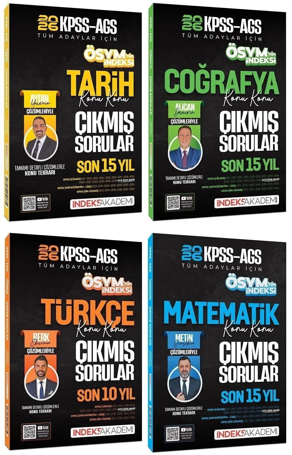 İndeks Akademi 2026 MEB-AGS Tarih + Coğrafya + Türkçe + Matematik ÖSYM nin İndeksi Çıkmış Sorular 4 lü Set İndeks Akademi Yayıncılık
