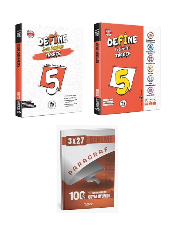 Anla Kazan + Fi Maarif Model 5. Sınıf Define Türkçe Fasikülleri Konu + Soru + Paragraf Deneme 3 lü