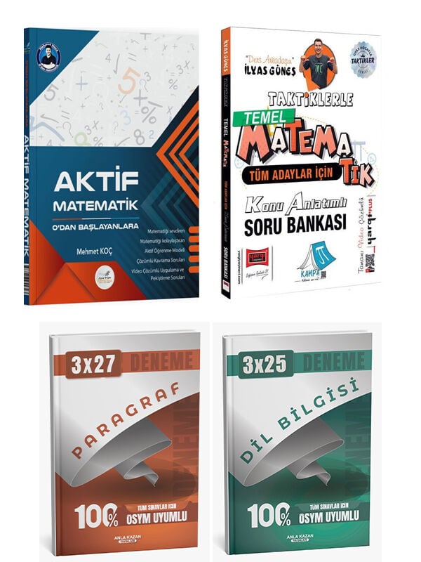 Aktif + Yargı 2026 Taktiklerle Matematik ve 0 Dan Matematik + Anla Kazan Deneme 4 lü Set