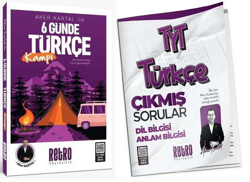 Retro 2026 YKS TYT KPSS 6 Günde Türkçe Soru Kampı + Çıkmış Sorular 2 li Set - Aker Kartal Retro Yayıncılık