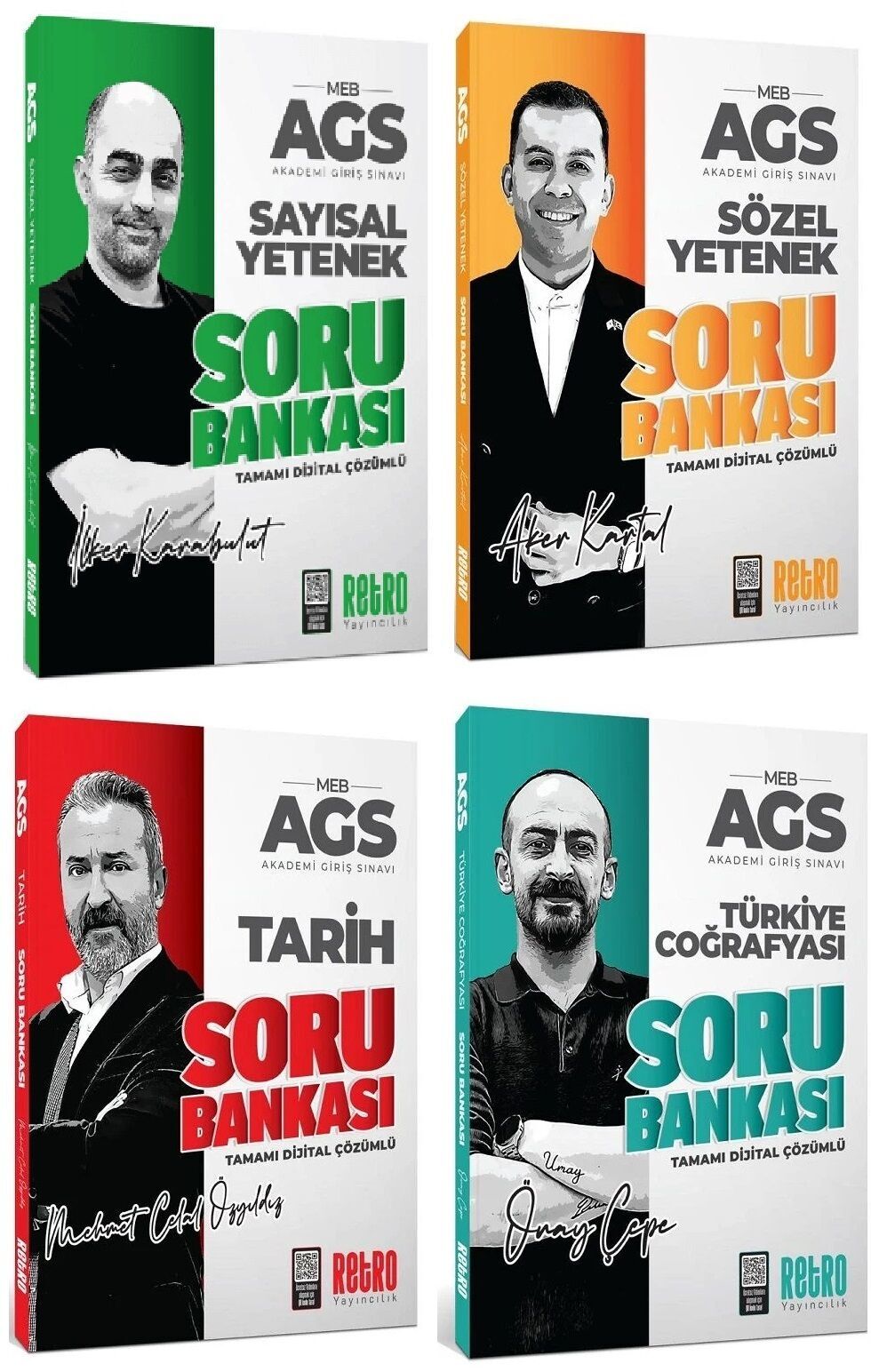 Retro 2026 MEB-AGS Sözel + Sayısal Yetenek + Tarih + Türkiye Coğrafyası Soru Bankası 4 lü Set Retro Yayıncılık