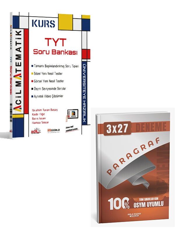 Acil 2027 TYT Matematik KURS Soru Bankası+Anla Kazan Paragraf Deneme