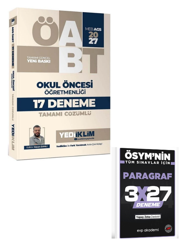 Yediiklim 2027 ÖABT MEB-AGS Okul Öncesi Öğretmenliği 17 Deneme Çözümlü+ EVP Akademi Paragraf