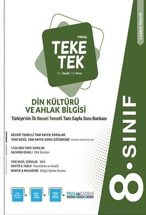 Pruva Akademi 8. Sınıf Din Kültürü ve Ahlak Bilgisi Teke Tek Soru Bankası