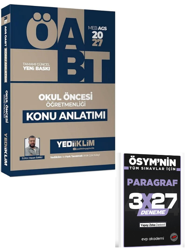 Yediiklim 2027 ÖABT MEB-AGS Okul Öncesi Öğretmenliği Konu Anlatımı+ EVP Akademi Paragraf