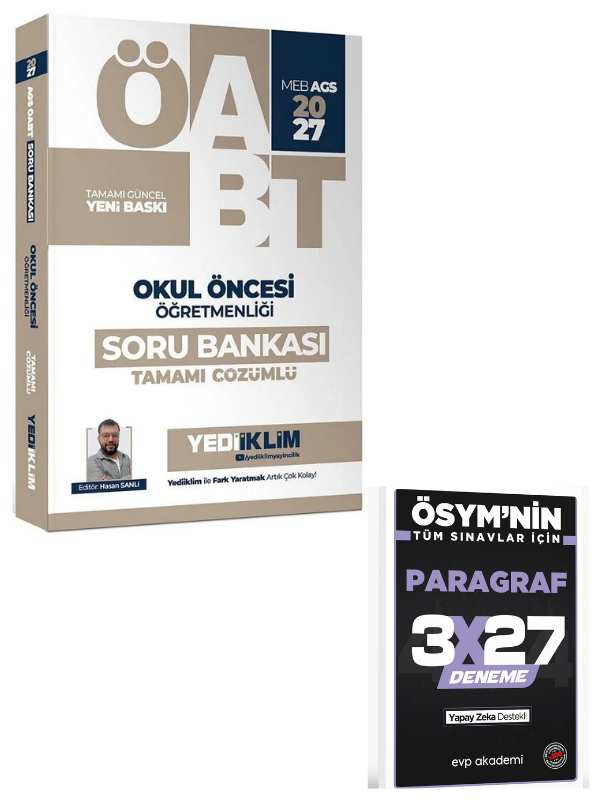 Yediiklim 2027 ÖABT MEB-AGS Okul Öncesi Öğretmenliği Soru Bankası Çözümlü+ EVP Akademi Paragraf