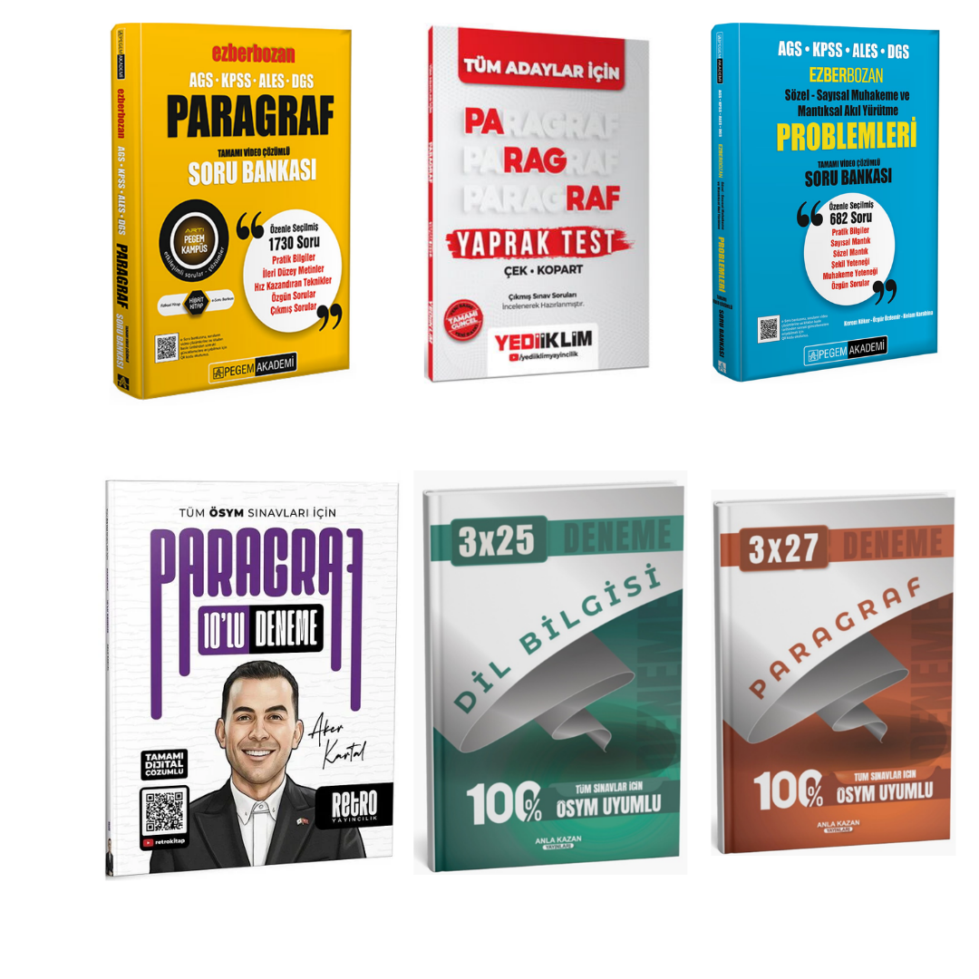 Pegem Ezberbozan Paragraf Soru Bankası & Sözel Sayısal Muhakeme & Paragraf Çek Kopart Yaprak & Deneme Seti