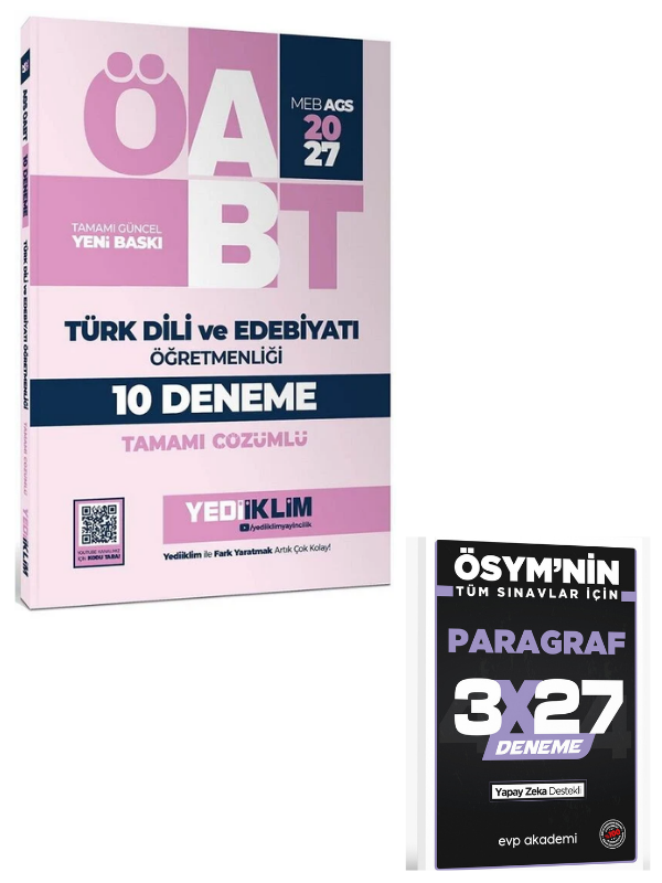Yediiklim 2027 ÖABT Türk Dili ve Edebiyatı Öğretmenliği 10 Deneme Çözümlü+ EVP Akademi Paragraf