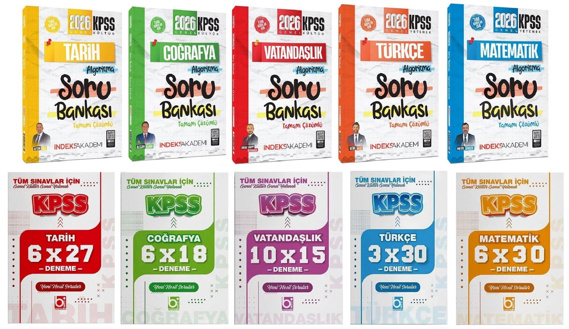 İndeks + Bigelio 2026 KPSS Genel Yetenek Genel Kültür Algoritma Soru Bankası + 31 Deneme 10 lu Set İndeks Akademi + Bigelio Yayıncılık