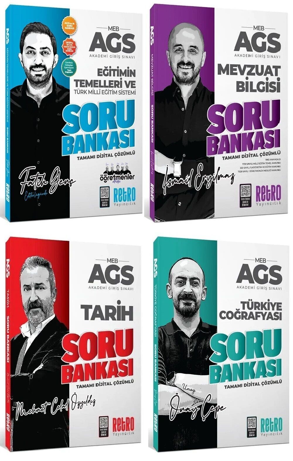 YENİ AGS - Retro 2026 MEB-AGS Eğitim Bilimleri + Mevzuat Bilgisi + Tarih + Türkiye Coğrafyası Soru Bankası 4 lü Set Retro Yayıncılık