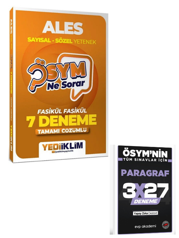 Yediiklim 2027 ALES ÖSYM Ne Sorar 7 Deneme Fasikül Çözümlü+ EVP Akademi Paragraf