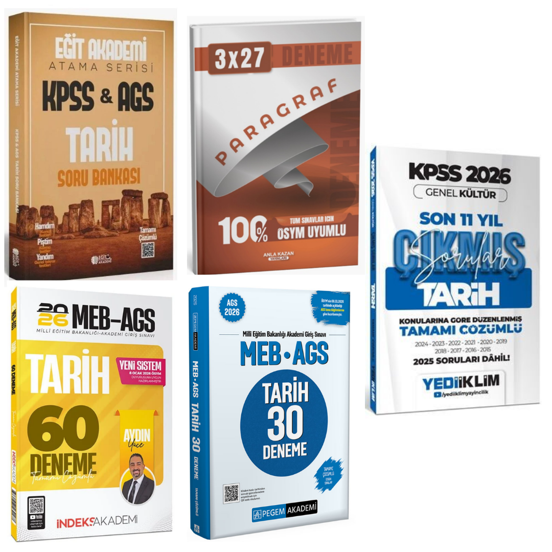 Eğit Akademi KPSS MEB-AGS Tarih Atama Serisi Soru Bankası & AGS Tarih Deneme & AGS Tarih Çıkmış Sorular Seti