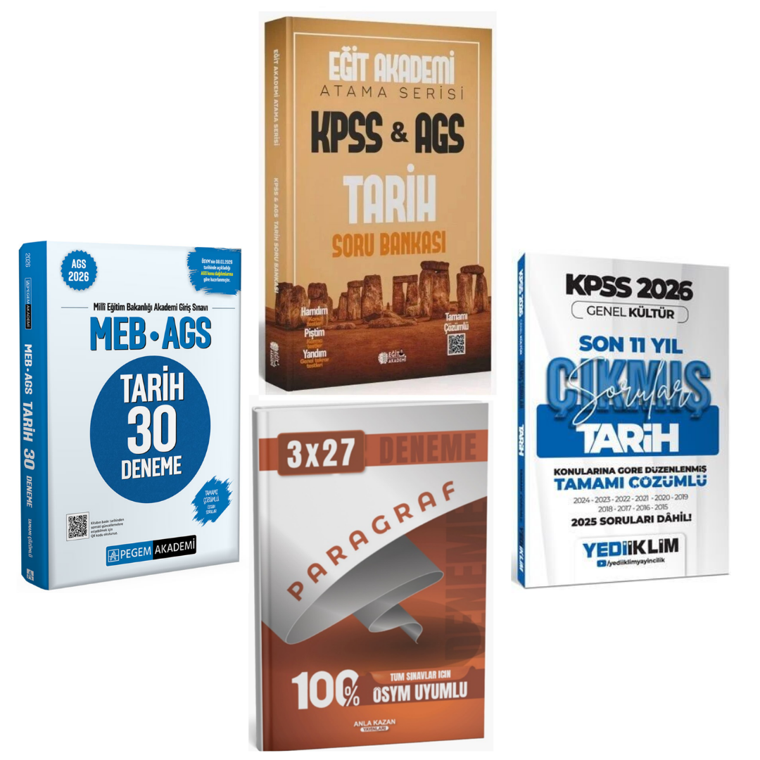 Eğit Akademi KPSS MEB-AGS Tarih Atama Serisi Soru Bankası & AGS Tarih Deneme & AGS Tarih Çıkmış Sorular Seti