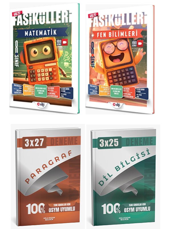 Ulti + Anla Kazan 2026 LGS Matematik Fen Fasikülleri + Anla Kazan Deneme 4 lü Set