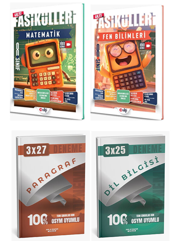 Ulti + Anla Kazan 2026 LGS Matematik Fen Fasikülleri + Anla Kazan Deneme 4 lü Set