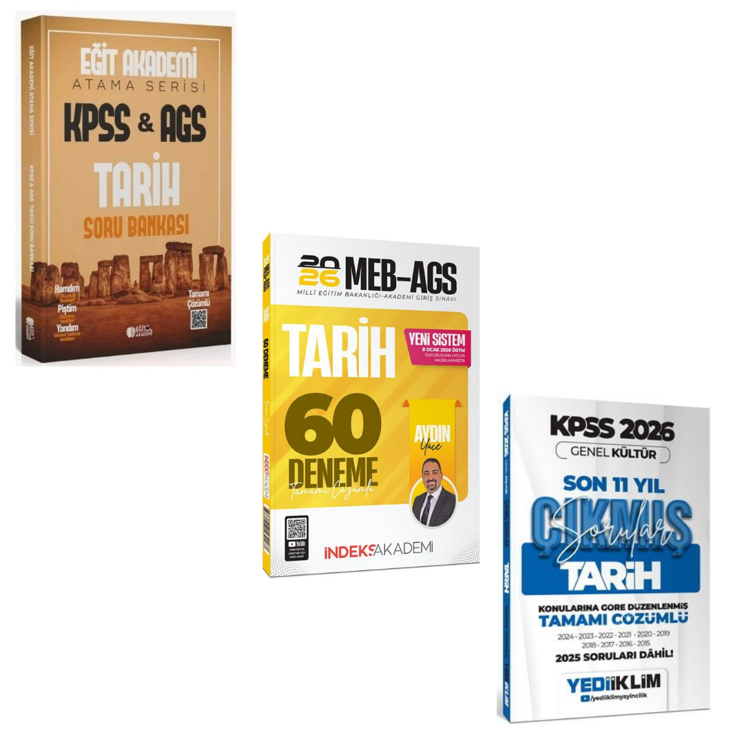 Eğit Akademi KPSS MEB-AGS Tarih Atama Serisi Soru Bankası & Deneme ve Son 11 Yıl Çıkmış Sorular Seti