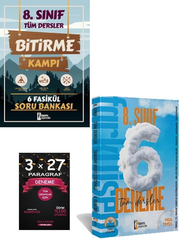 İsem + Anla Kazan 2025 LGS Bitirme Kampı + 6 Deneme + Paragraf Deneme 3 lü Set