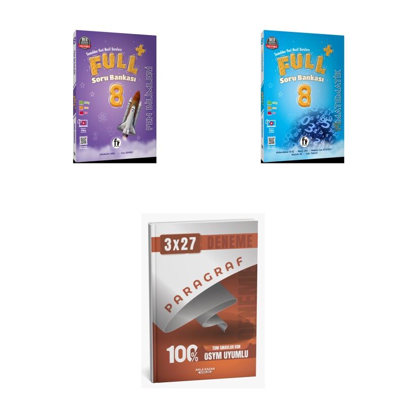2027 Fi 8. SINIF FULL Fen BİLİMLERİ + Matematik Soru + anla kazan paragraf deneme 3'lü Set