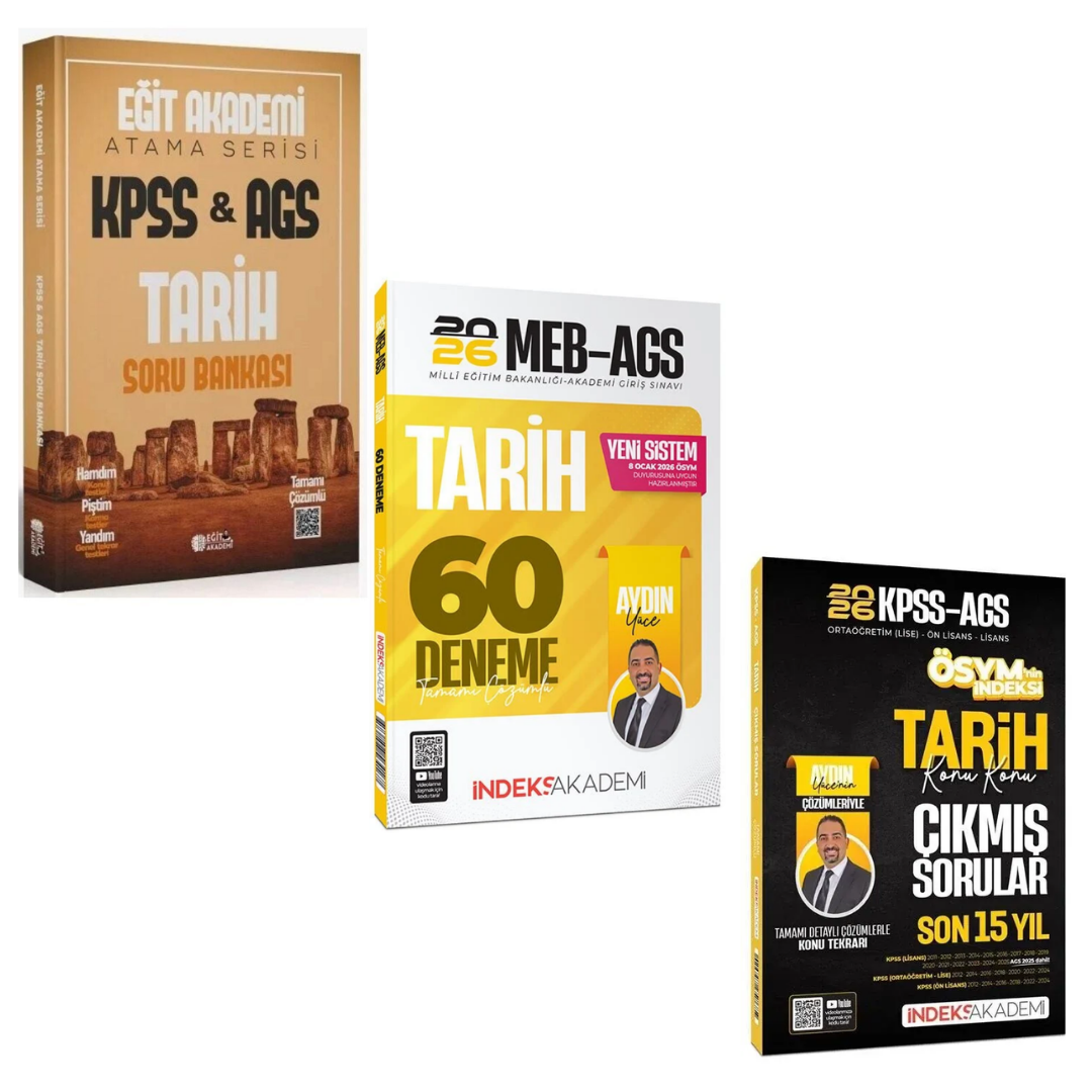KPSS MEB-AGS Tarih Atama Serisi Soru Bankası & AGS Tarih Deneme ve Çıkmış Sorular Seti