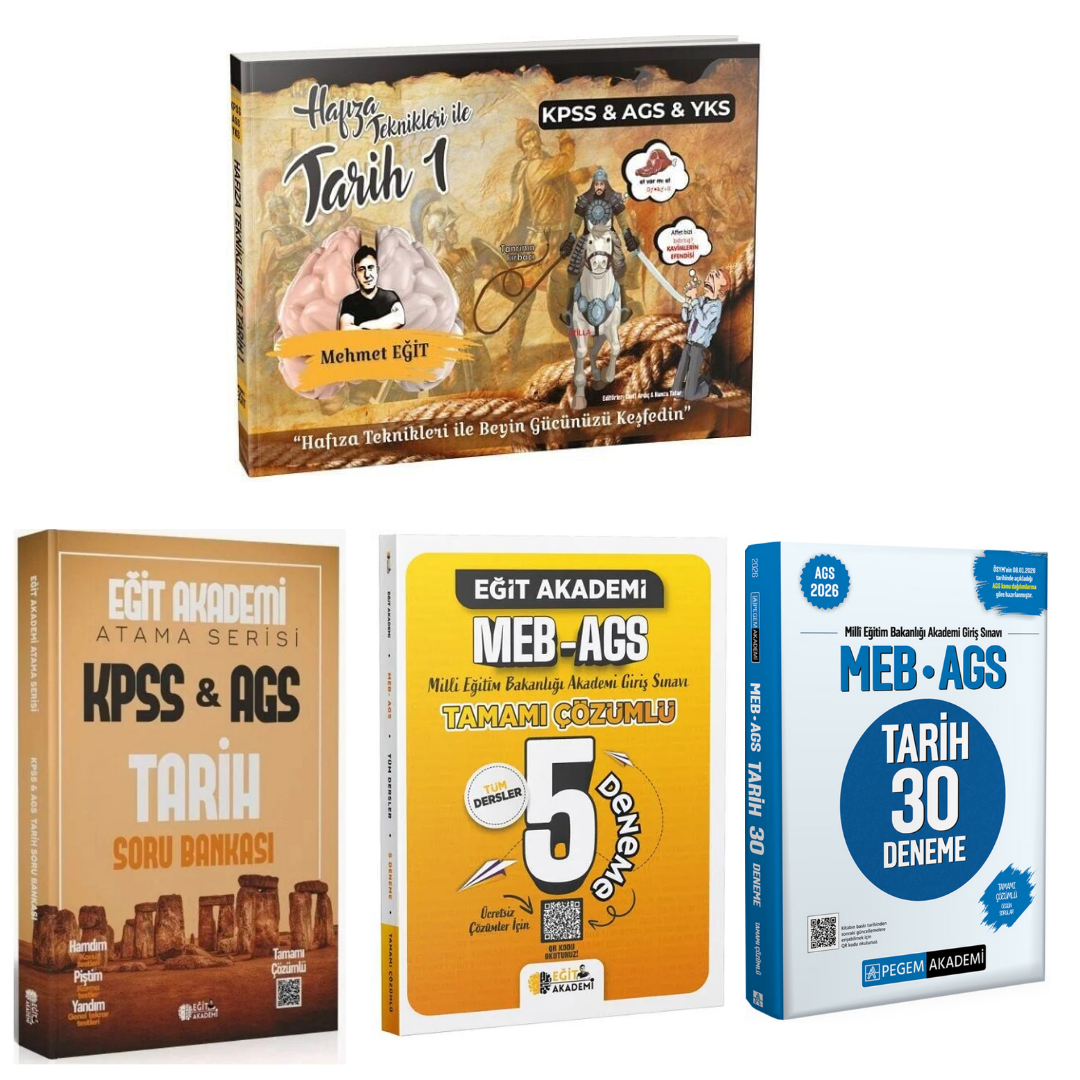 Mehmet Eğit KPSS AGS AYT Hafıza Teknikleri İle Tarih-1 & AGS Tarih Atama Serisi Soru Bankası & AGS Tarih Deneme Seti
