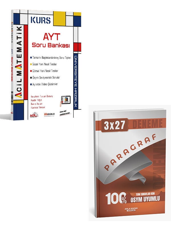 Acil 2027 AYT Matematik KURS Soru Bankası+Anla Kazan Paragraf Deneme