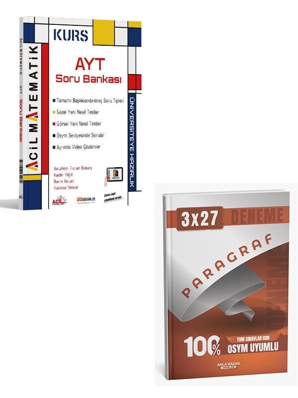 Acil 2027 AYT Matematik KURS Soru Bankası+Anla Kazan Paragraf Deneme