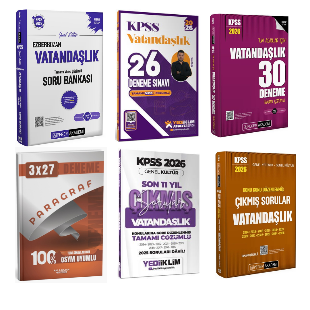 Pegem 2026 KPSS Vatandaşlık Soru Bankası + KPSS Vatandaşlık Deneme + KPSS Vatandaşlık Çıkmış Soru Seti