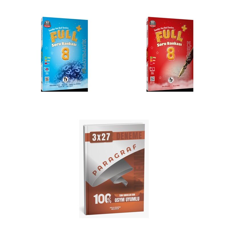 2027 Fi 8. SINIF FULL Matematik + Türkçe Soru + anla kazan paragraf deneme 3'lü Set