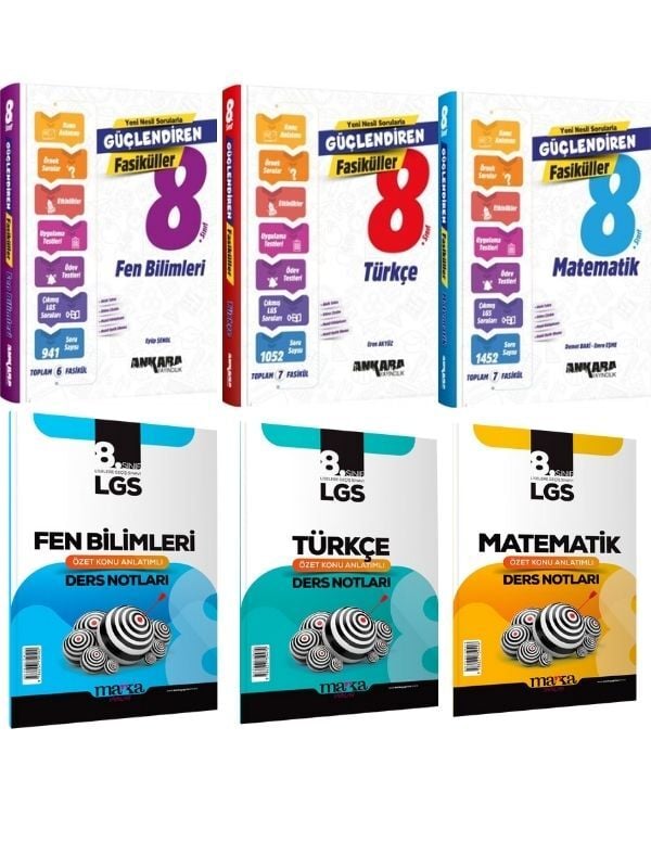Ankara LGS Türkçe Matematik Fen Bilimleri Güçlendiren Fasikülleri ve Marka LGS Ders Notları Seti