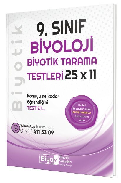 Biyotik Yayınları 9. Sınıf Biyoloji 25 x 11 Biyotik Tarama Testleri