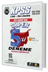 Tasarı Dev Kadro 2026 KPSS Lise Ön Lisans Süper 5 li Deneme Çözümlü Tasarı Yayınları