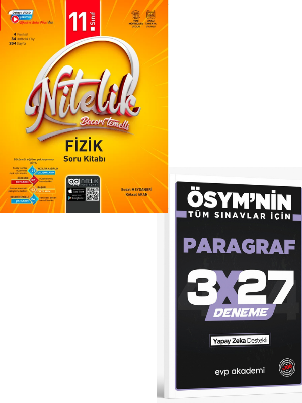 Nitelik 2027 11. Sınıf Fizik Beceri Temelli Soru Kitabı+ EVP Akademi Paragraf