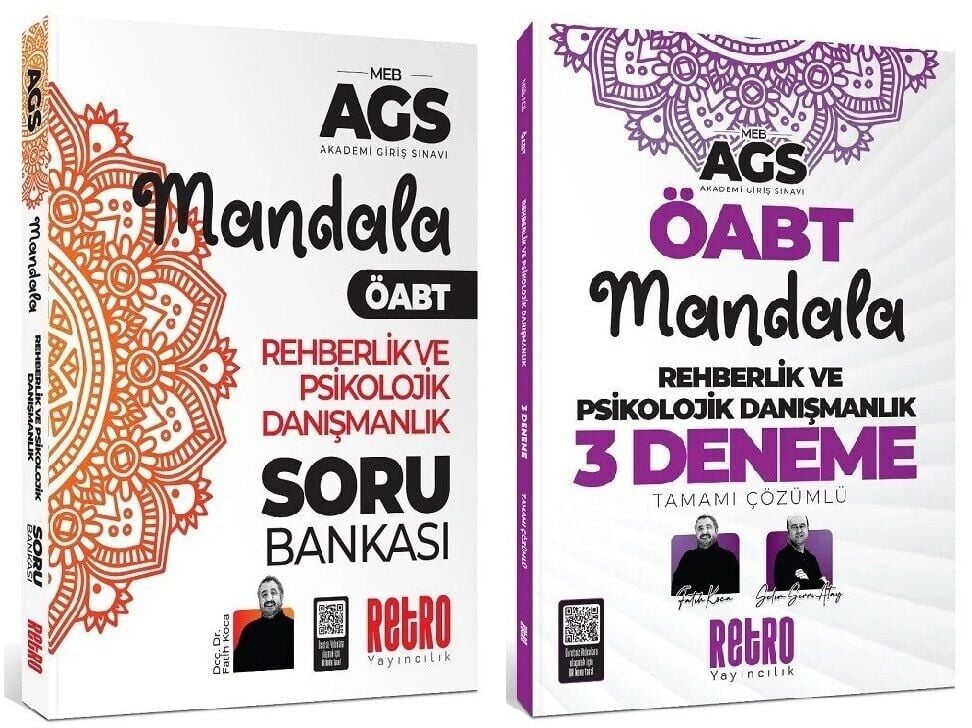 Retro ÖABT MEB-AGS Rehberlik ve Psikolojik Danışmanlık Mandala Soru Bankası + 3 Deneme 2 li Set - Fatih Koca, Selim Sırrı Atay Retro Yayıncılık