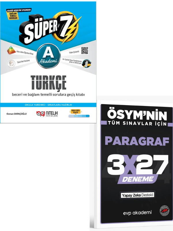 Nitelik 2027 7. Sınıf Türkçe Süper A Akademi Maarif Modeli Soru Kitabı + EVP Akademi Paragraf