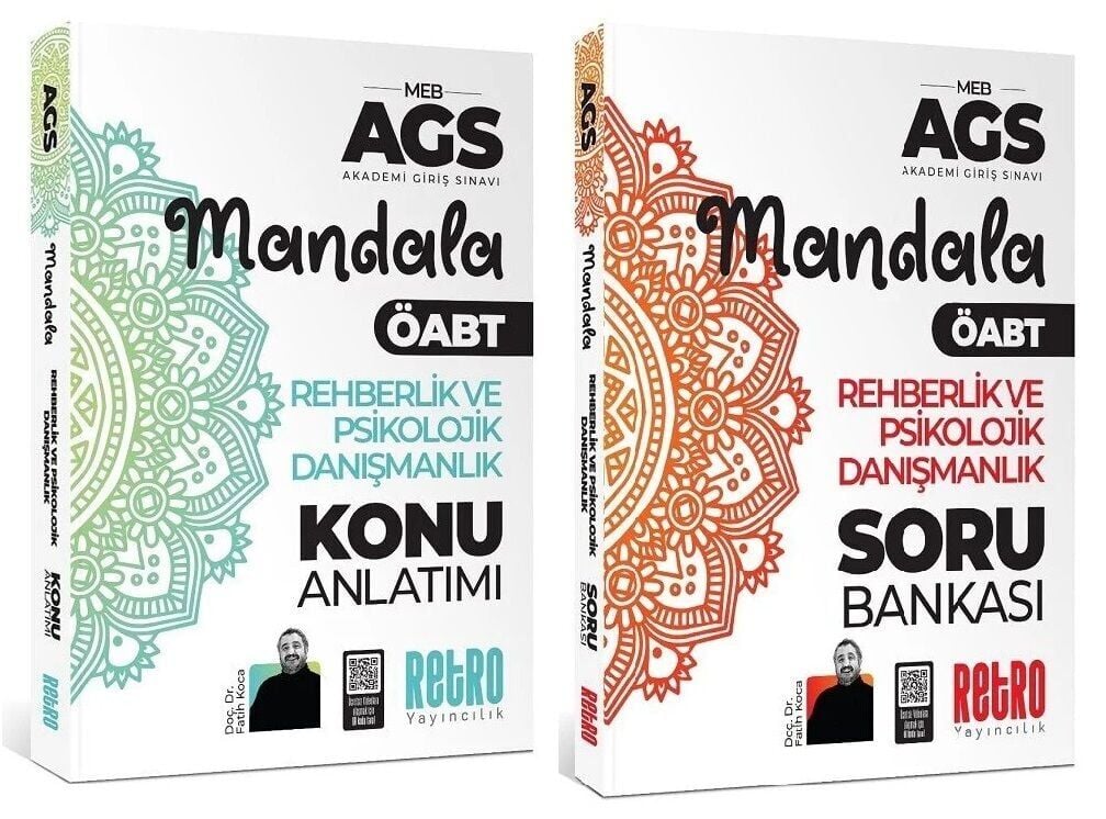 Retro ÖABT MEB-AGS Rehberlik ve Psikolojik Danışmanlık Mandala Konu + Soru Bankası 2 li Set - Fatih Koca Retro Yayıncılık