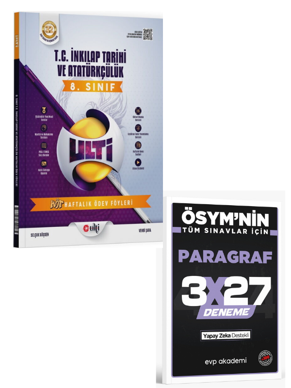 Ulti 2027 8. Sınıf LGS T.C. İnkılap Tarihi ve Atatürkçülük Haftalık Ödev Föyleri+ EVP Akademi Paragraf