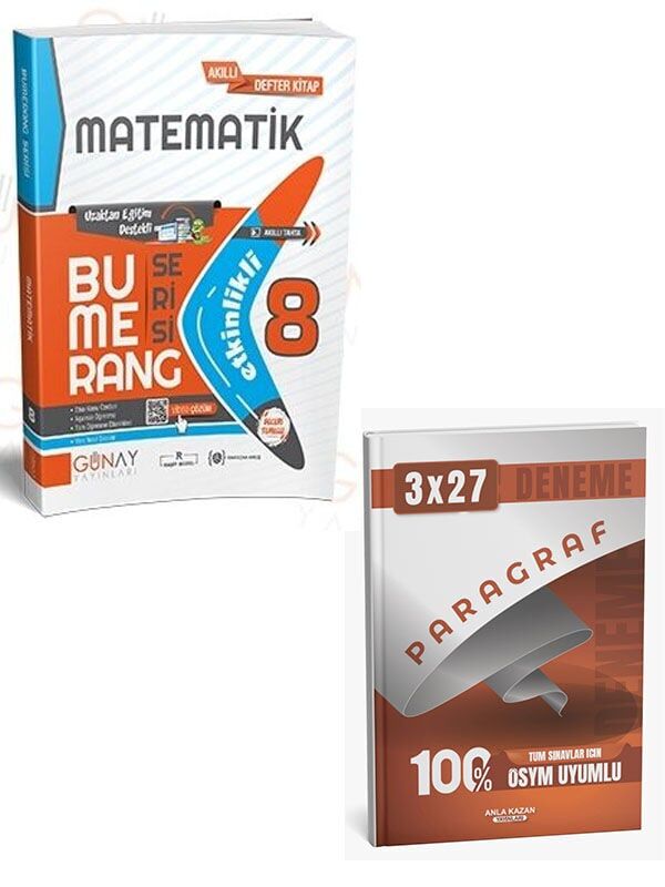 Günay 2027 8. Sınıf LGS Etkinlikli Matematik Bumerang Serisi+Anla Kazan Paragraf Deneme