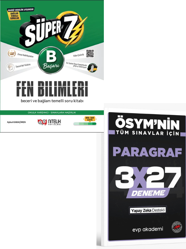 Nitelik 2027 7. Sınıf Fen Bilimleri Süper B Başarı Maarif Modeli Soru Kitabı+ EVP Akademi Paragraf