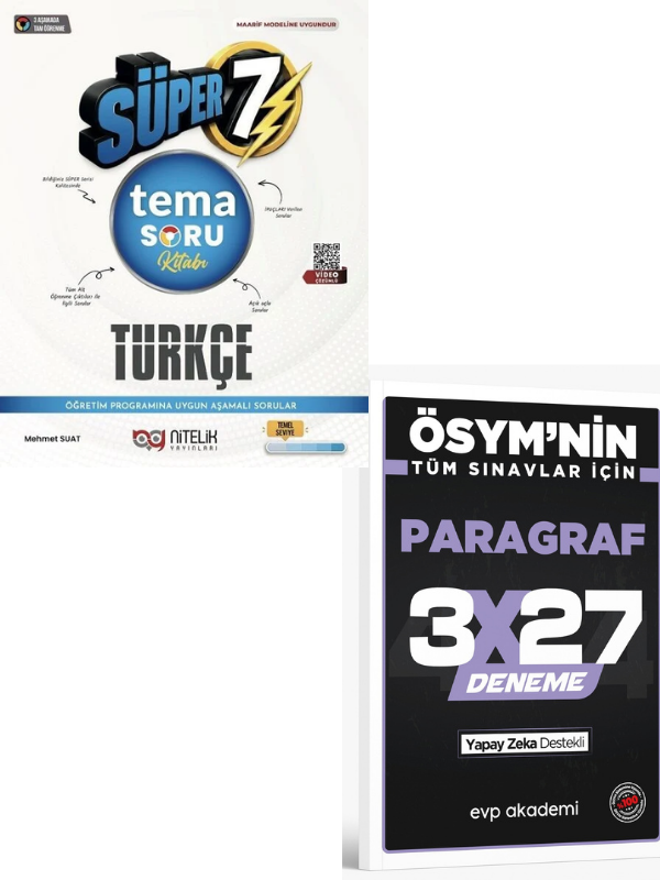 Nitelik 2027 7. Sınıf Türkçe Süper Tema Soru Kitabı+ EVP Akademi Paragraf