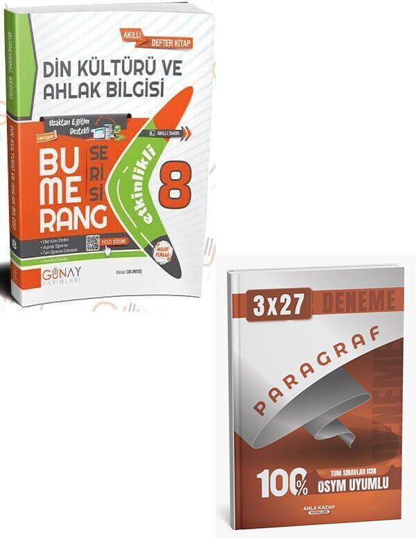 Günay 2027 8. Sınıf LGS Din Kültürü ve Ahlak Bilgisi Etkinlikli Bumerang Soru Bankası+Anla Kazan Paragraf Deneme