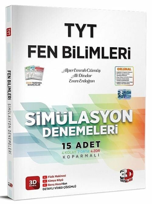 3D Yayınları YKS TYT Fen Bilimleri Simülasyon 15 Deneme Video Çözümlü 3D Yayınları