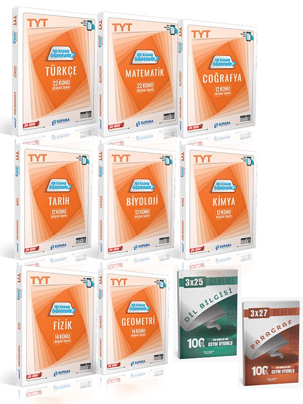 Supara + Anla Kazan 2026 TYT Tüm Dersler Konu Denemeleri Ne Kadar Öğrendik 10 lu Set