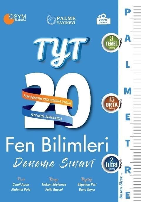 Palme Yayınları TYT Fen Bilimleri Palmetre Serisi 20 Deneme Video Çözümlü